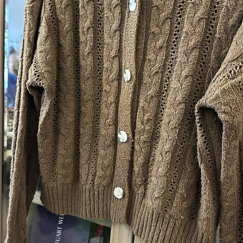ABLE Ruth Cable Knit Cropped Cardigan Size X Small - Picture 7 of 9